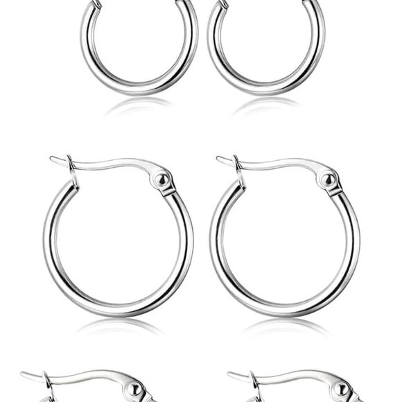 Jewelry - 4 Pairs of Stainless Steel Hoop Earrings Set for Women - 10MM to 20MM Sizes